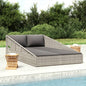 Gray synthetic rattan garden sun lounger bed 110x200 cm