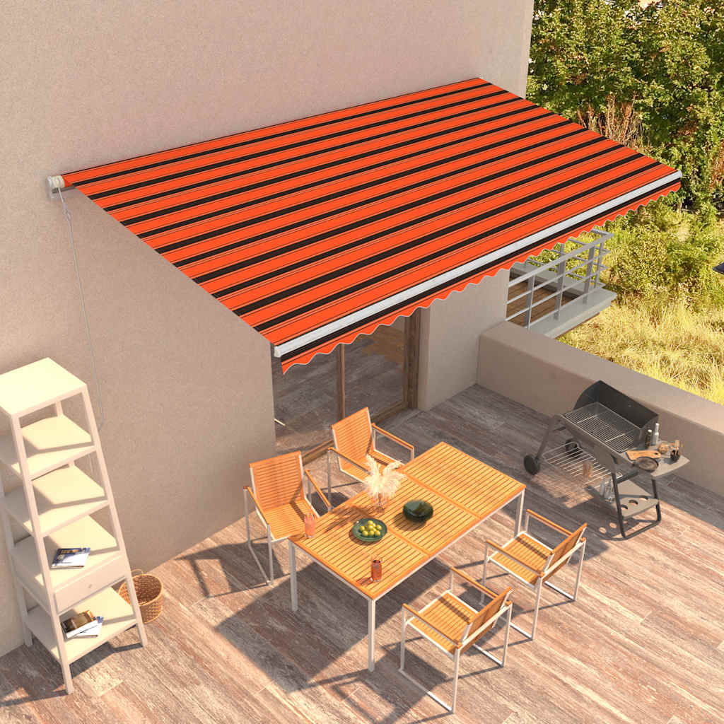 Toldo automático retráctil naranja y marrón 400x300 cm