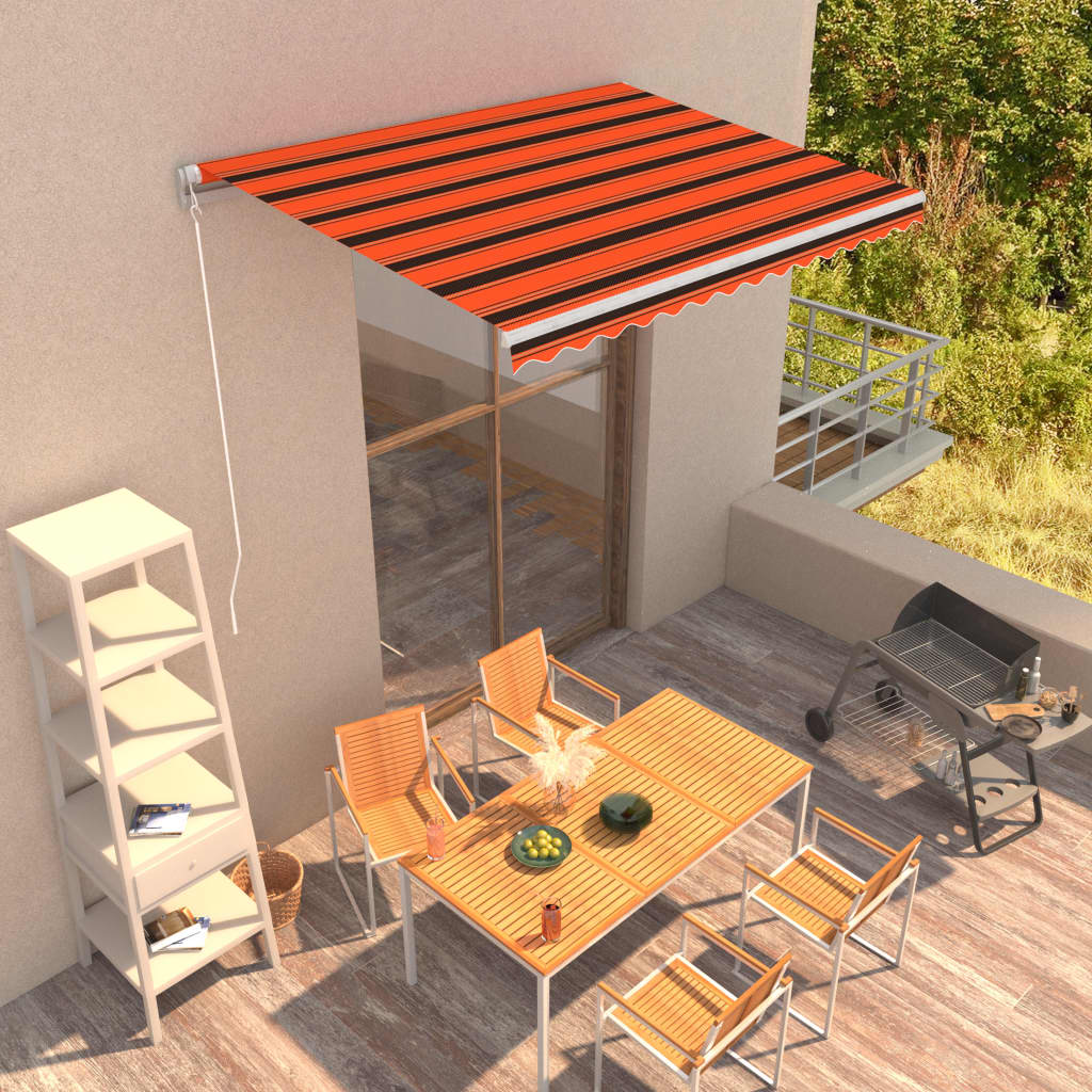 Toldo automático retráctil naranja y marrón 400x300 cm