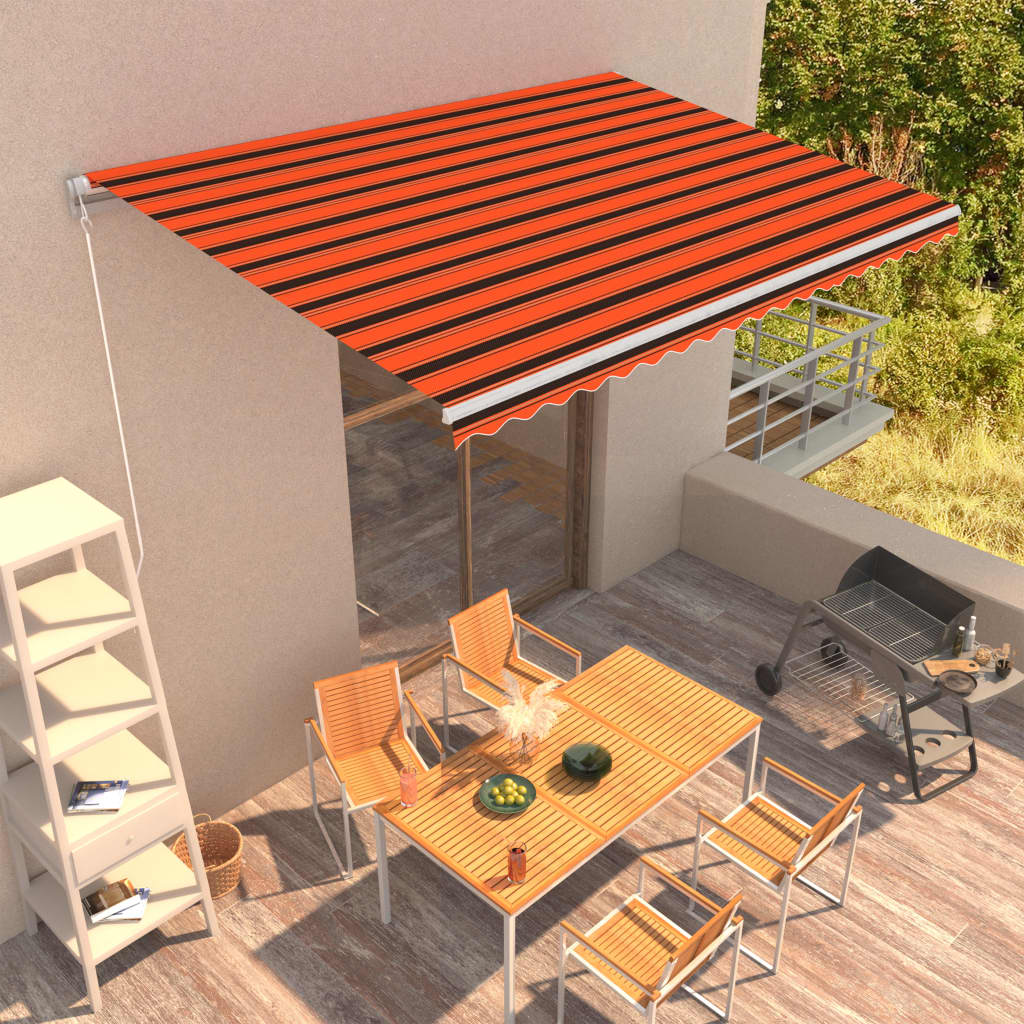 Toldo automático retráctil naranja y marrón 400x300 cm