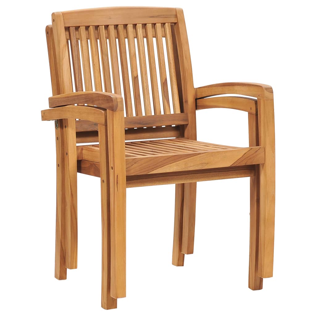 Sillas de comedor de jardín apilables 2 uds madera maciza teca