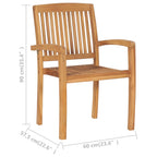 Sillas de comedor de jardín apilables 2 uds madera maciza teca