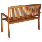 Banco de jardín 2 plazas madera maciza de teca 120 cm