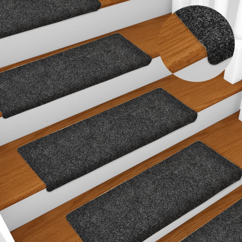 Alfombra autoadhesiva escalera sisal 15 uds antracita 56x17x3cm
