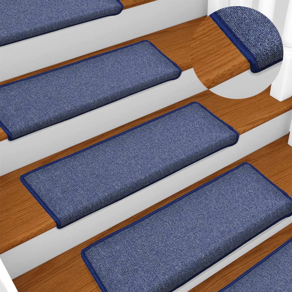 Alfombrillas para escaleras 15 unidades 56x17x3 cm Azul Semicircular
