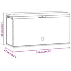 Caja de almacenaje para jardín gris antracita 114x47x60 cm