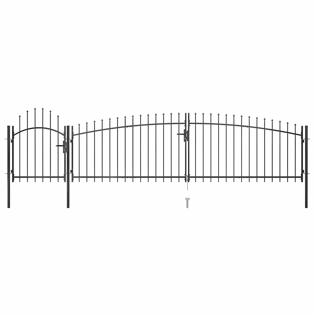 Puerta de jardín Woerden con punta de lanza, 5 x 1 m, negro