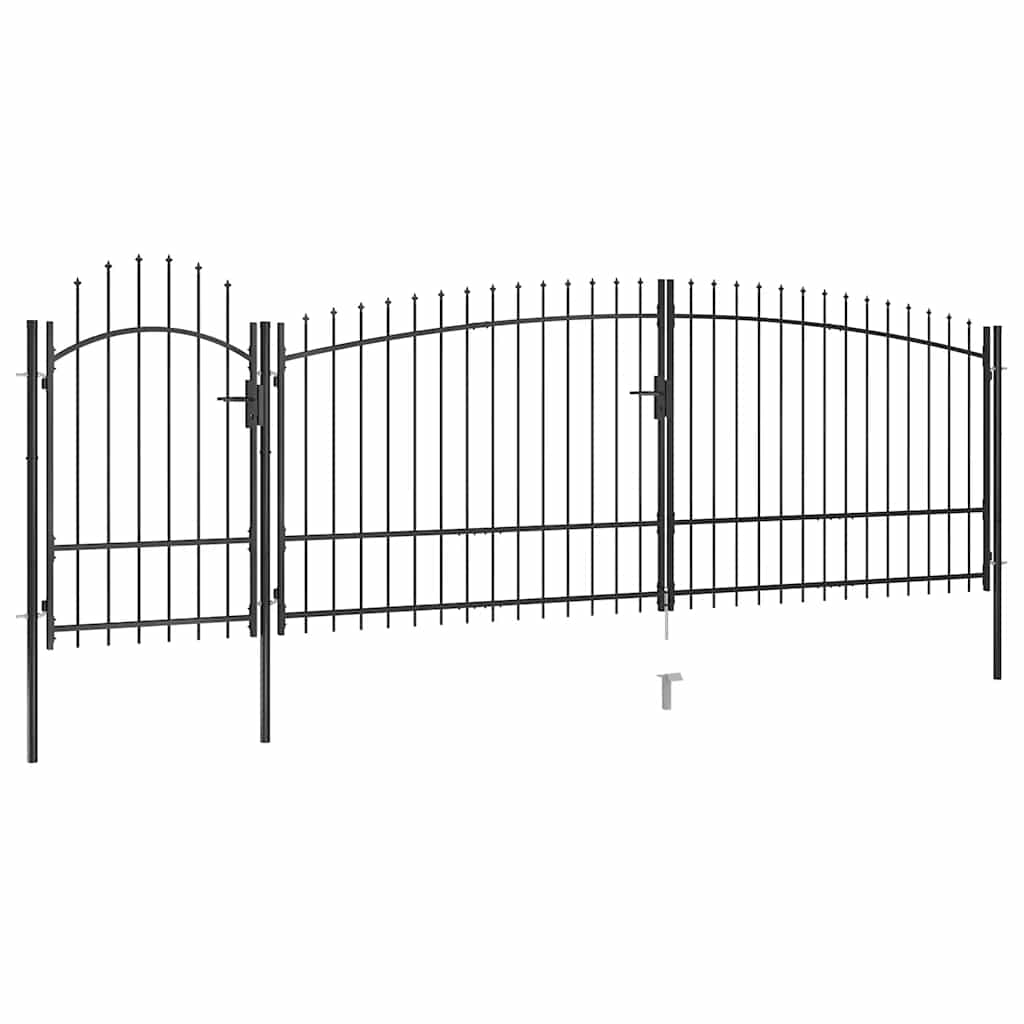 Portão de jardim Woerden com ponta de lança, 5 x 1 m, preto