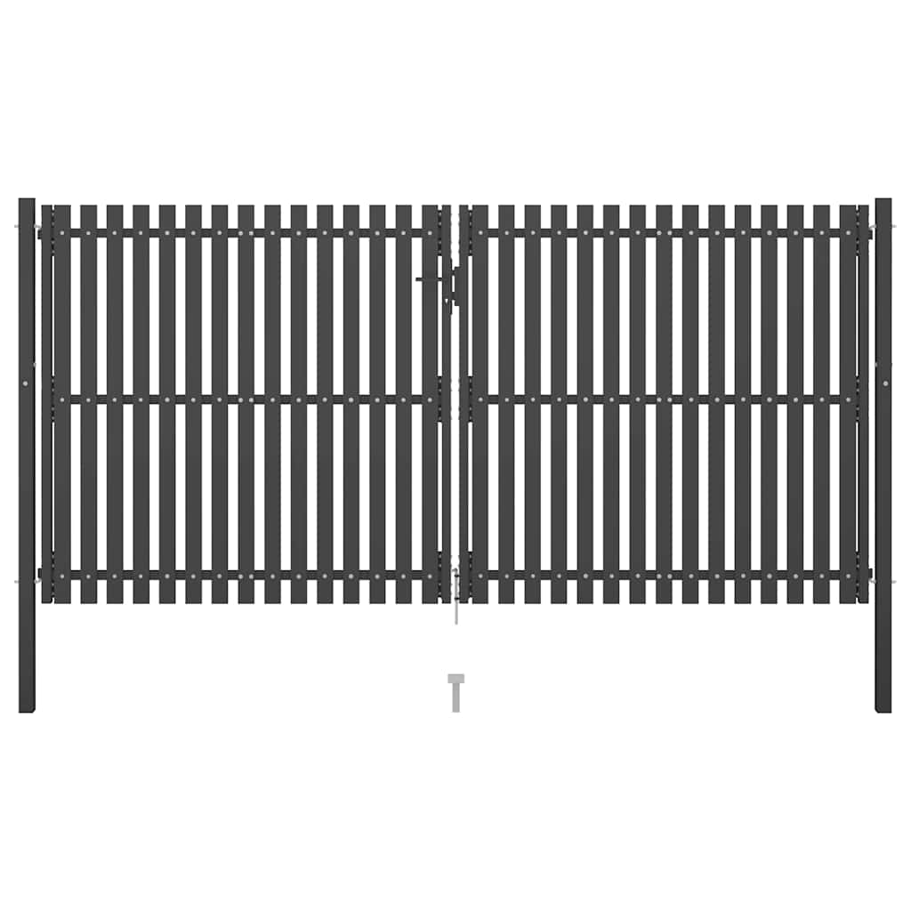 Portão de jardim em aço 100 x 125 cm cor antracite