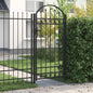 Puerta de valla ASSEN con arco superior de acero, 102 x 150 cm, negro