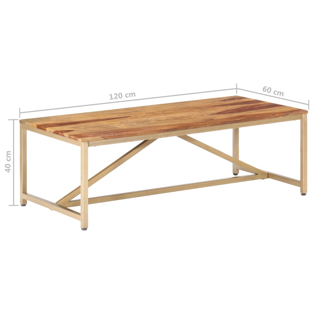 Mesa de centro de madera maciza 120x60x40 cm