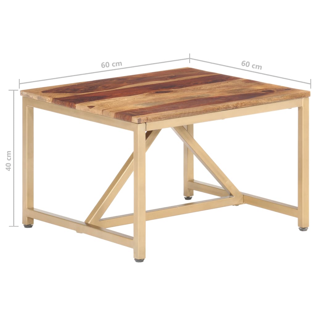 Mesa auxiliar de madera maciza 60x60x40 cm
