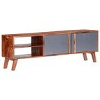 Mueble para TV madera maciza gris 140x30x35 cm
