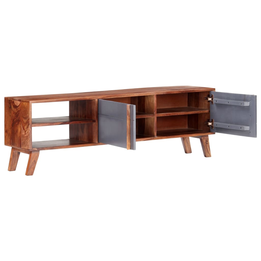 Mueble para TV madera maciza gris 140x30x35 cm