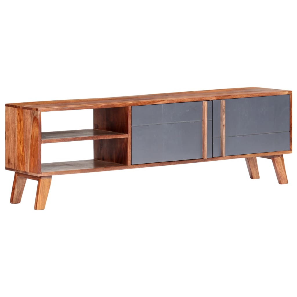 Mueble para TV madera maciza gris 140x30x35 cm