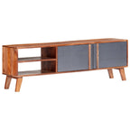Mueble para TV madera maciza gris 140x30x35 cm