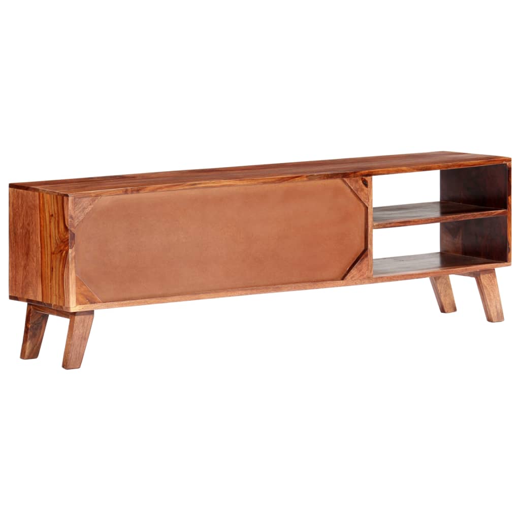 Mueble para TV madera maciza gris 140x30x35 cm