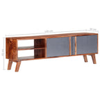 Mueble para TV madera maciza gris 140x30x35 cm