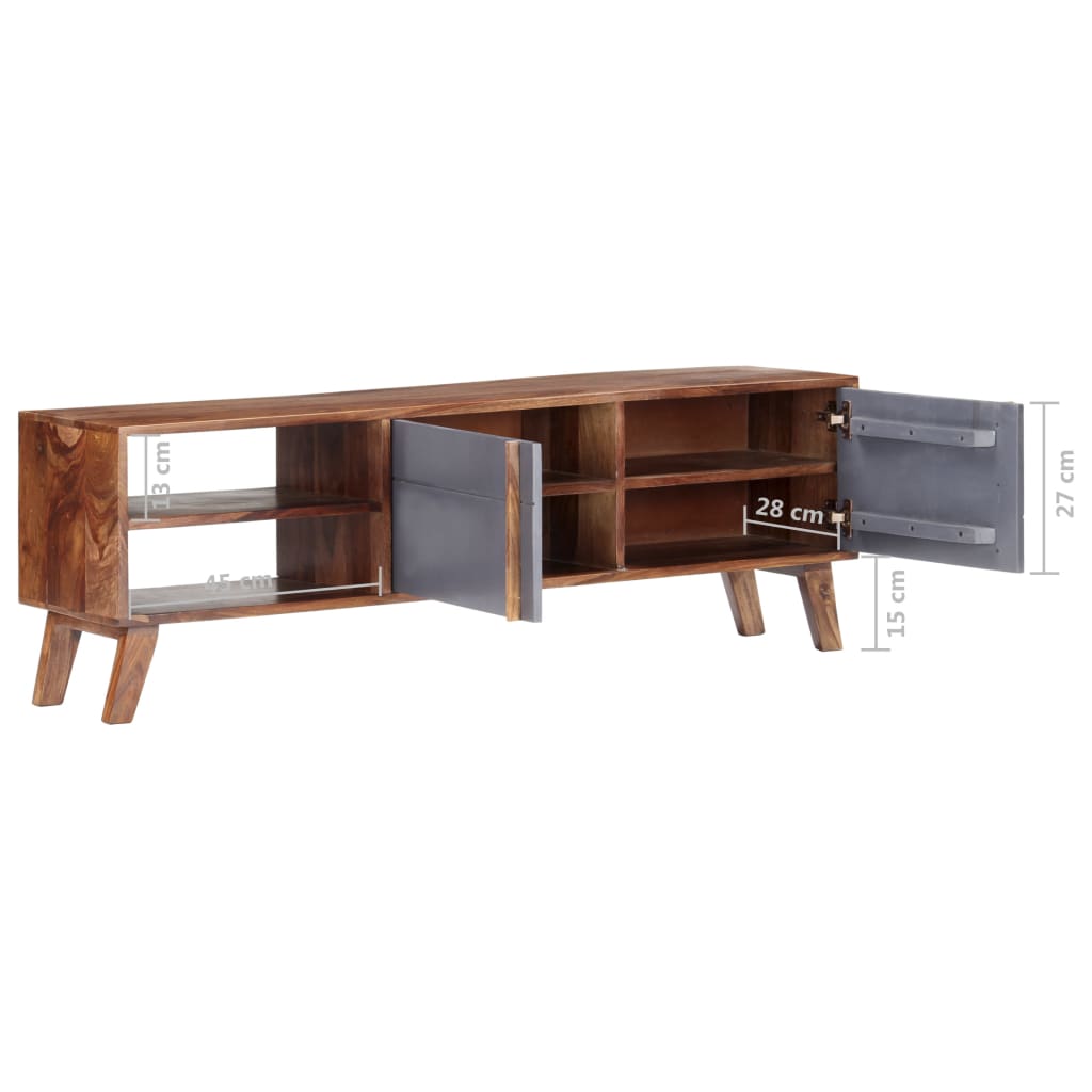 Mueble para TV madera maciza gris 140x30x35 cm