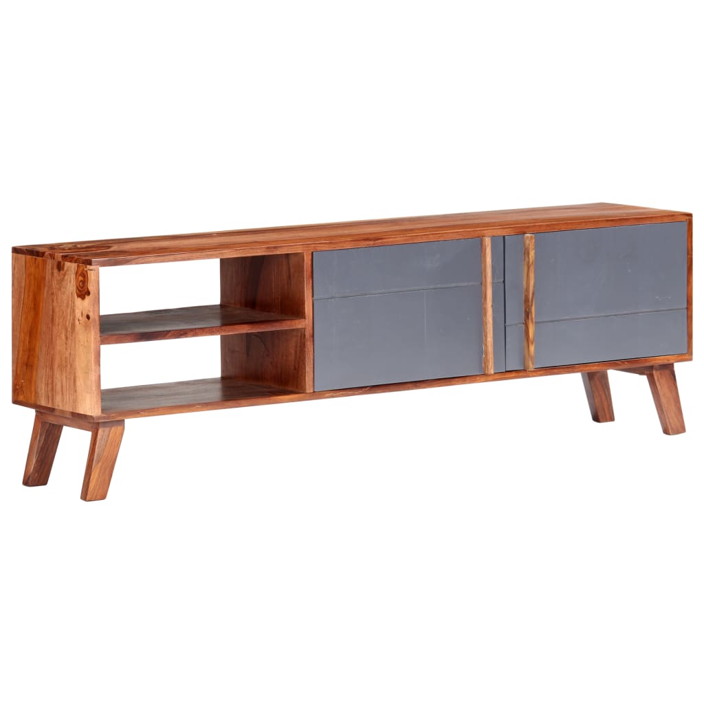 Mueble para TV madera maciza gris 140x30x35 cm