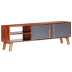 Mueble para TV madera maciza gris 140x30x35 cm