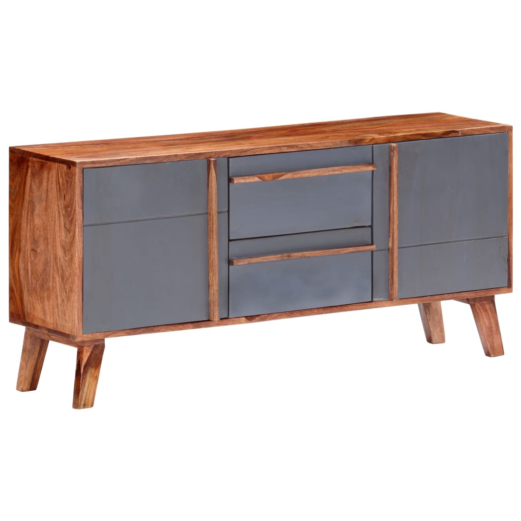 Aparador de madera maciza gris 120x30x55 cm