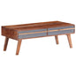 Mesa de centro de madeira maciça cinzenta 110x50x40 cm