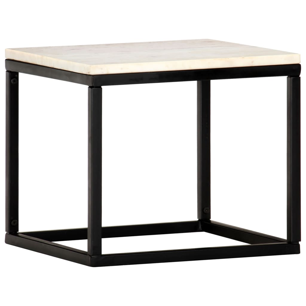 Mesa de centro pedra real textura de mármore branco 40x40x35 cm