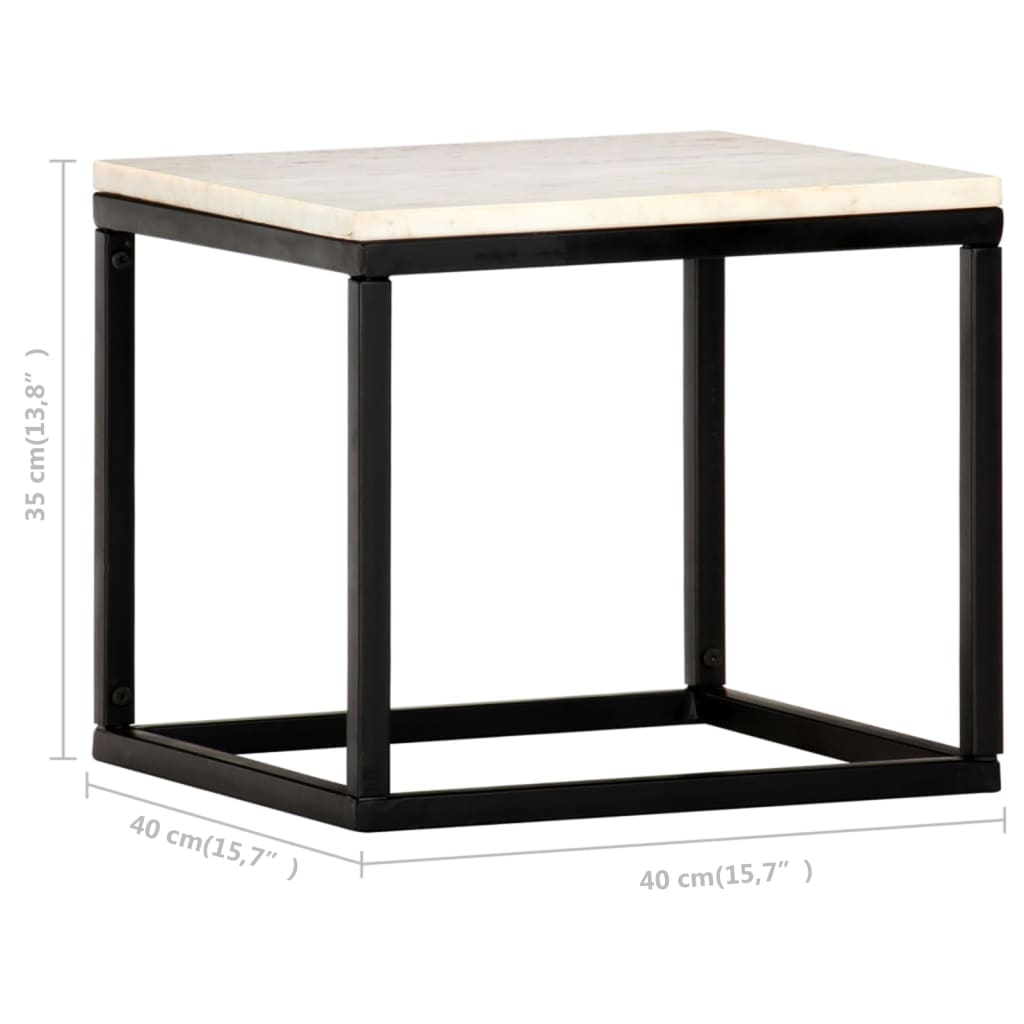 Mesa de centro piedra real textura de mármol blanco 40x40x35 cm