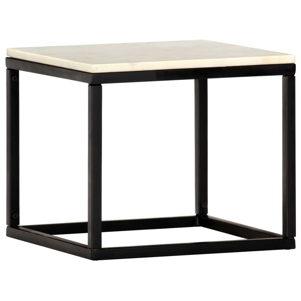 Mesa de centro piedra real textura de mármol blanco 40x40x35 cm