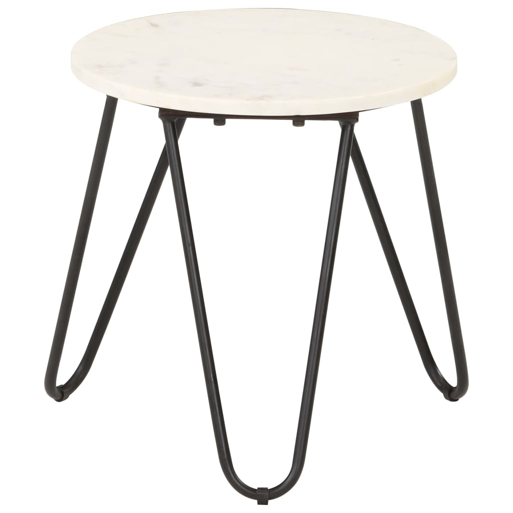 Mesa de centro pedra real textura de mármore branco 40x40x35 cm