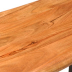 Banco con borde irregular madera maciza de acacia y acero 110cm
