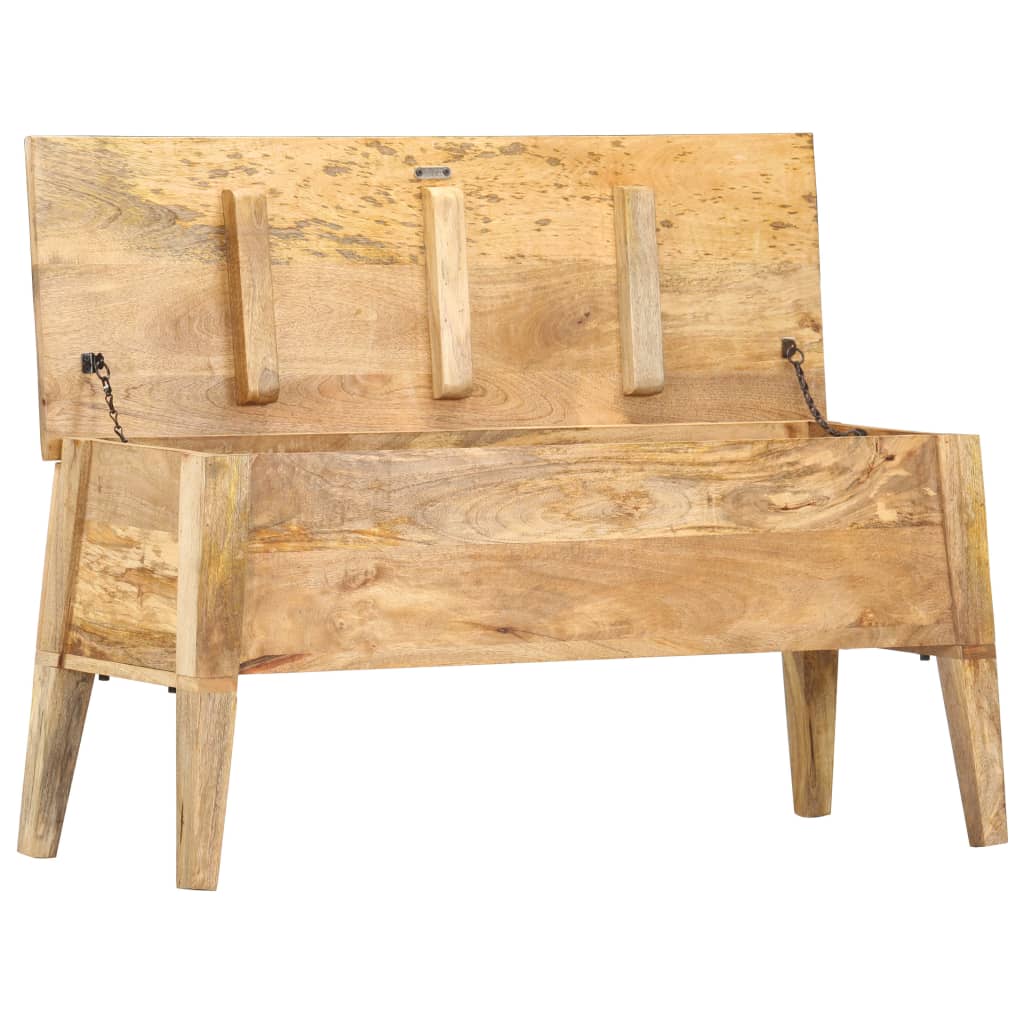 Cesto de arrumação em madeira maciça de mangueira 99x35x48 cm