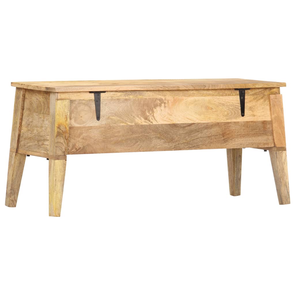 Cesto de arrumação em madeira maciça de mangueira 99x35x48 cm