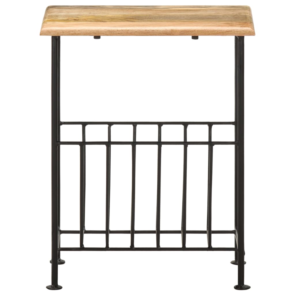 Revistero madera maciza de mango y acero 40x30x50 cm