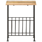 Revistero madera maciza de mango y acero 40x30x50 cm