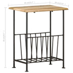 Revistero madera maciza de mango y acero 40x30x50 cm