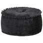 Blue velvet round pouf 40x20 cm