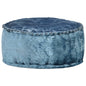 Blue velvet round pouf 40x20 cm
