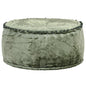 Blue velvet round pouf 40x20 cm