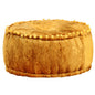 Blue velvet round pouf 40x20 cm