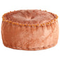 Blue velvet round pouf 40x20 cm