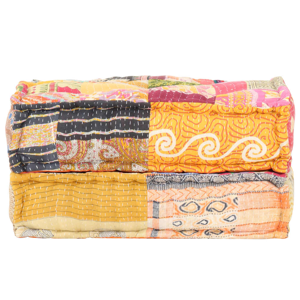 Puf patchwork de tela 60x70x36 cm