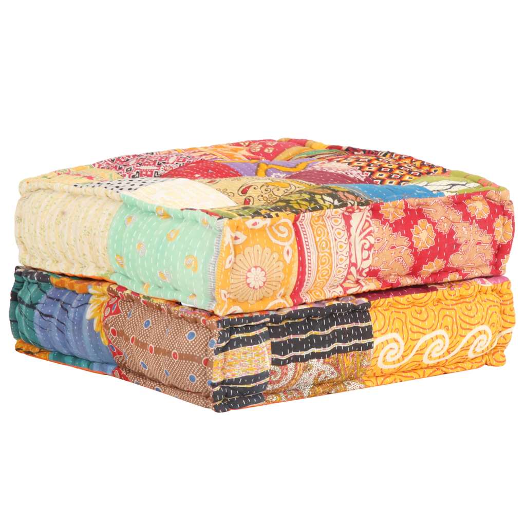 Puf patchwork de tela 60x70x36 cm