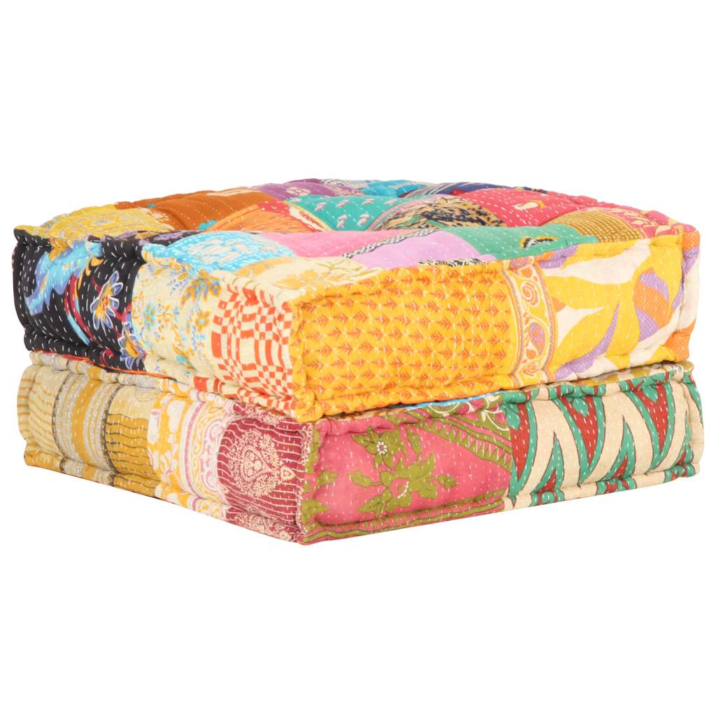 Puf patchwork de tela 60x70x36 cm