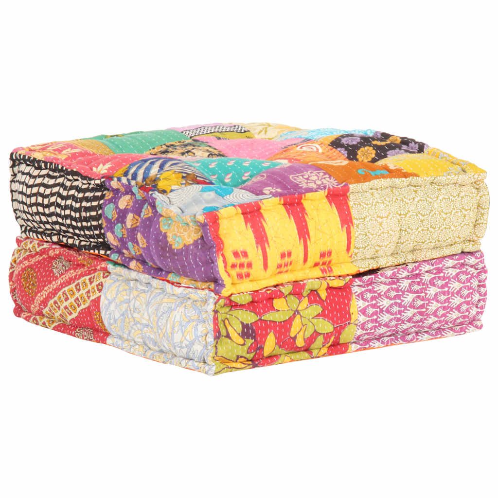Puf patchwork de tela 60x70x36 cm