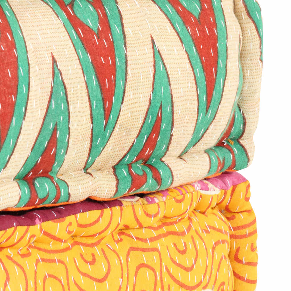 Puf patchwork de tela 60x70x36 cm