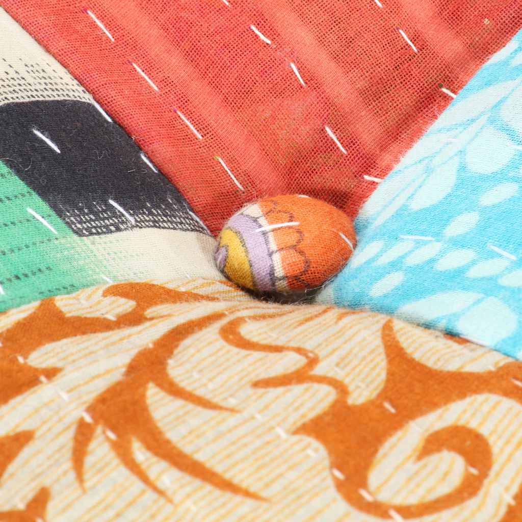 Puf patchwork de tela 60x70x36 cm