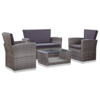 Set comedor de jardín 11 piezas y cojines ratán sintético negro