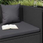 Sofá de jardín con cojines y almohadas ratán sintético negro